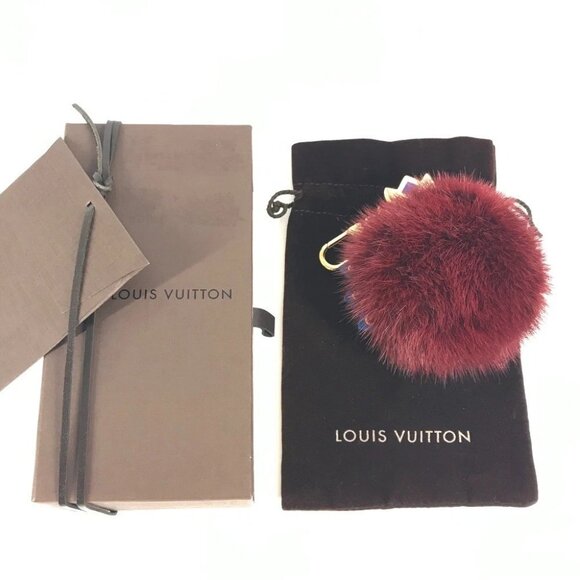 LOUIS VUITTON M65144 Totem Fur Charm Bag Charm Key Holder fur / Metal wine-red - Picture 1 of 16